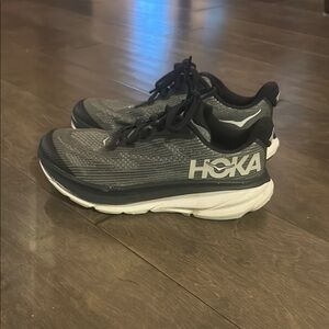 HOKA Kids Black and White Running Shoes